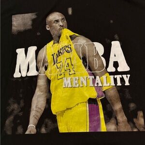 Gildan Black Tee with Yellow & Purple Kobe Mamba Graphic